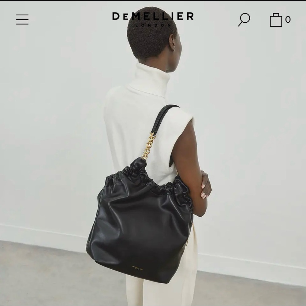 DeMellier Black Shoulder Bag with Gold Chain - Picture 8 of 9